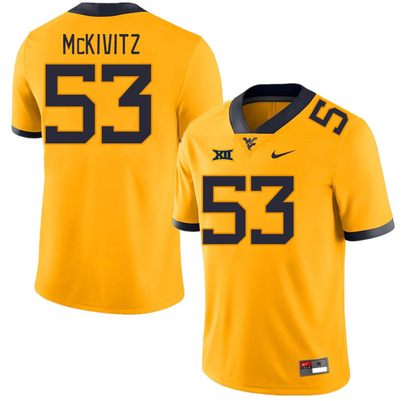 West Virginia Mountaineers #53 Colton McKivitz College Football Jerseys Stitched Sale-Gold
